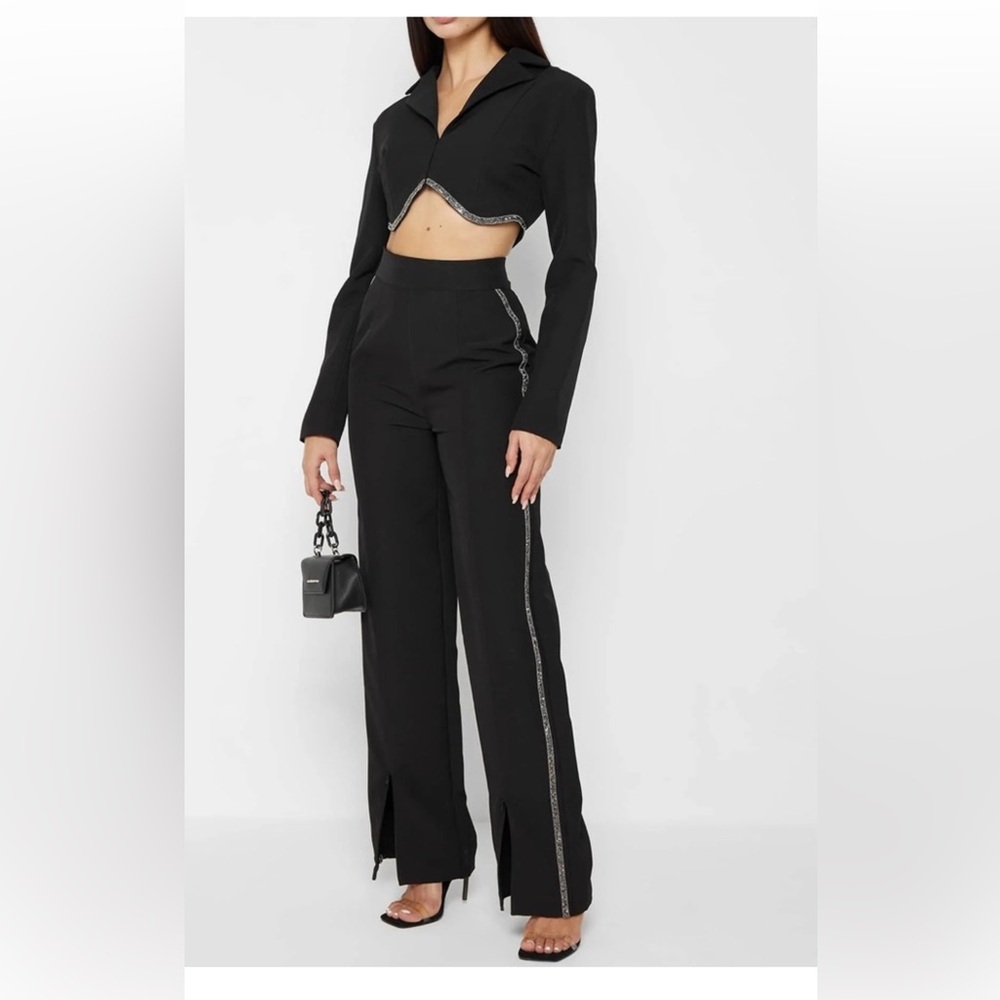 Maniere De Voir embellished crop blazer us 10